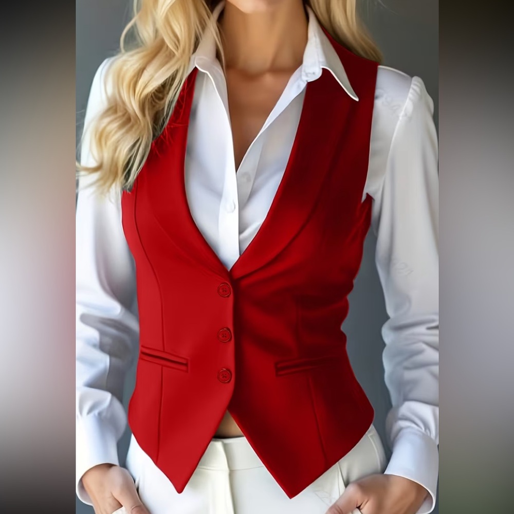 ARRIVING FALL 2026 Red Tailored Button Vest | Women’s Suit Vest | Chic Layering